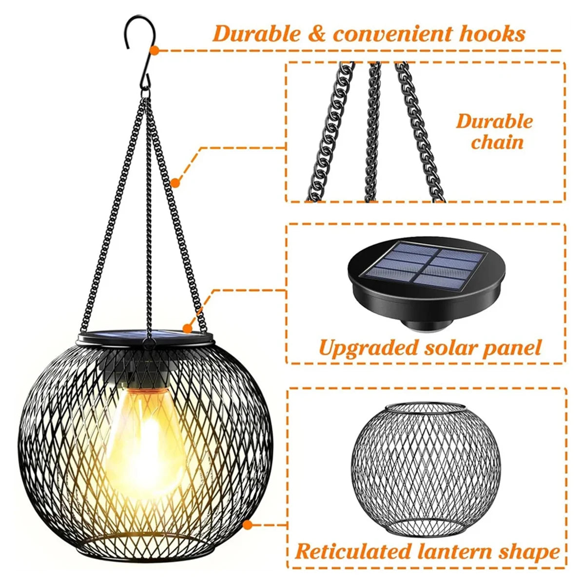 LumiRustic – Solar LED Hanging Lantern for Garden