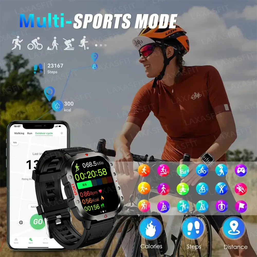TitanTrack X – Military Outdoor Smartwatch for Men