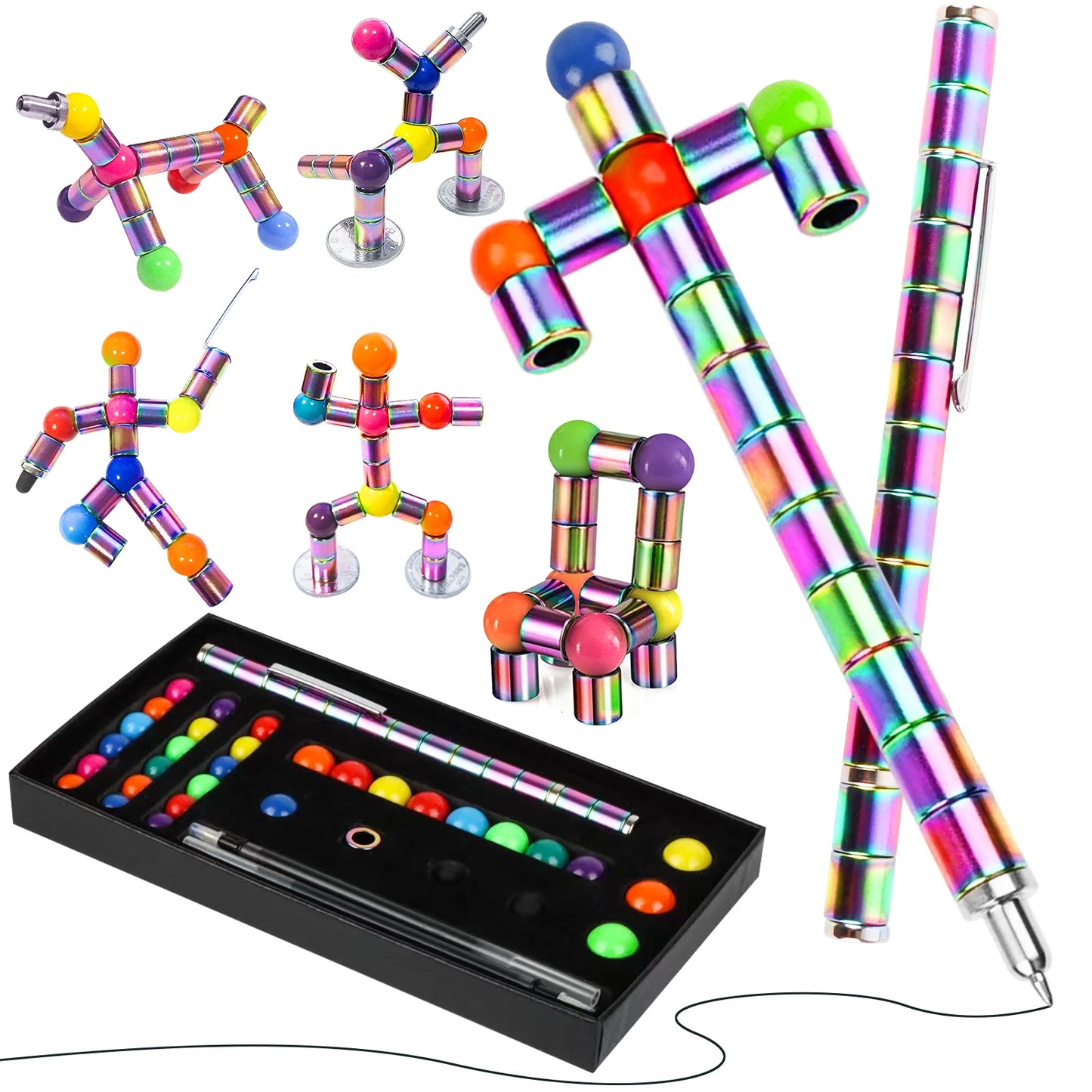 MagnoFlex Pen – Magnetic Fidget Writing Tool with Colourful Balls
