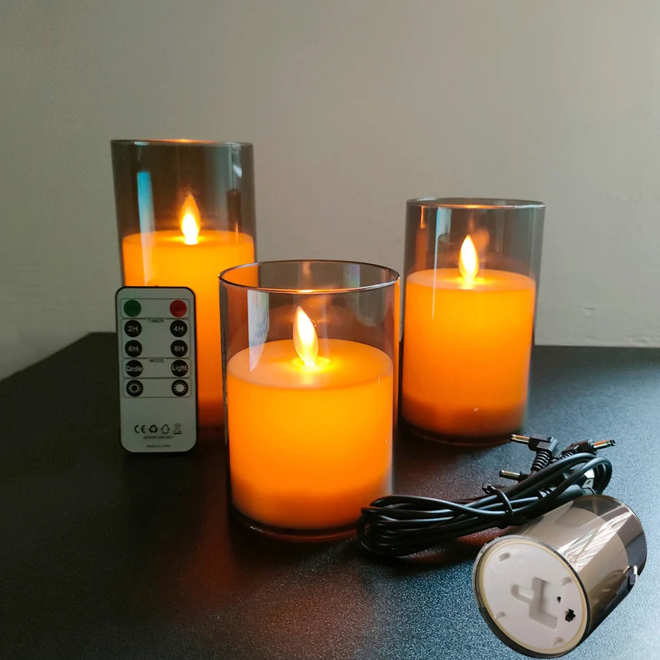 GlowEase Trio – USB LED Candles with Remote