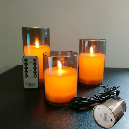 GlowEase Trio – USB LED Candles with Remote